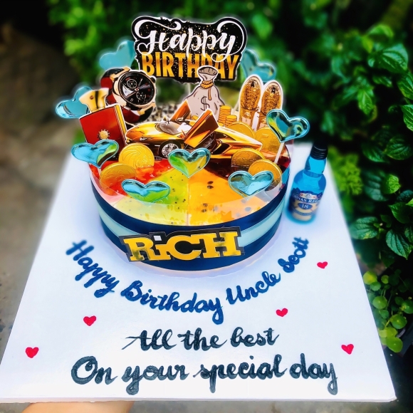 Chủ đề Tiền vàng + Chai rượu nhựa - size 18